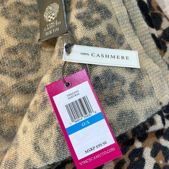 NWT Vince Camuto Cashmere Leopard-Print Scarf - Picture 4 of 5